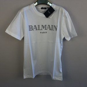 Balmain Men Black Printed White T-Shirt "M"